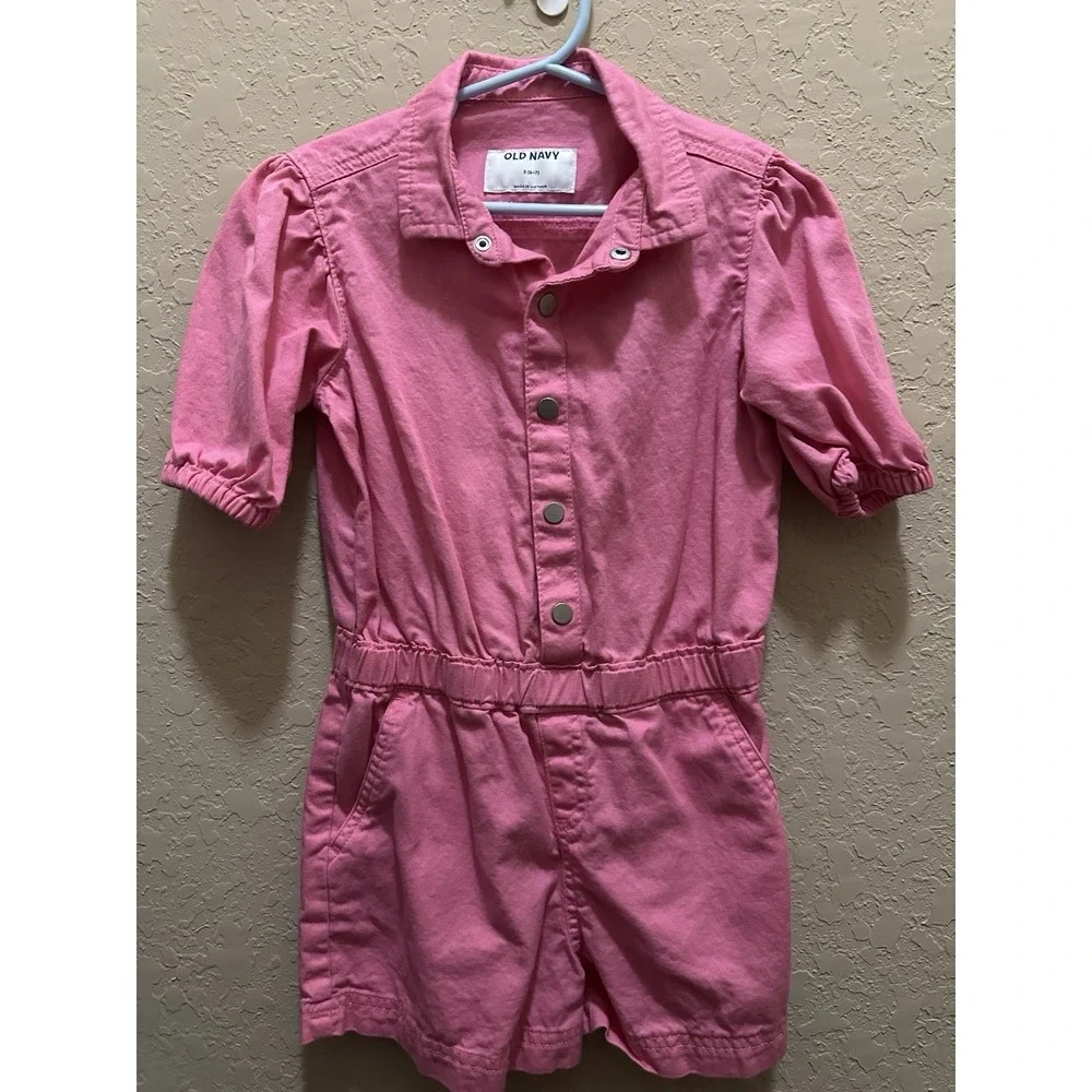 Girls Pink Old Navy Utility Romper 6/7